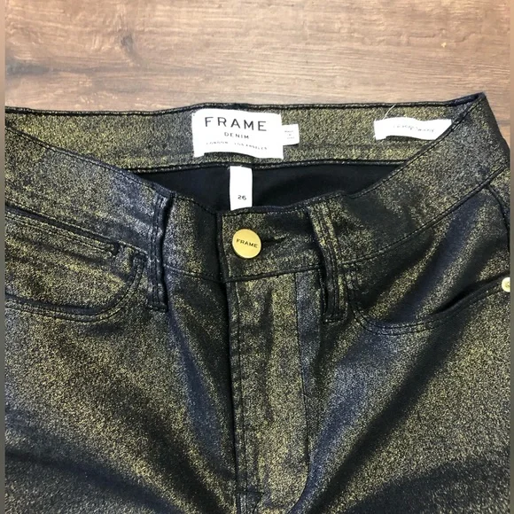 FRAME DENIM LE HIGH SKINNY COATED HIGH WAISTED JEANS SIZE 26 - Picture 9 of 9